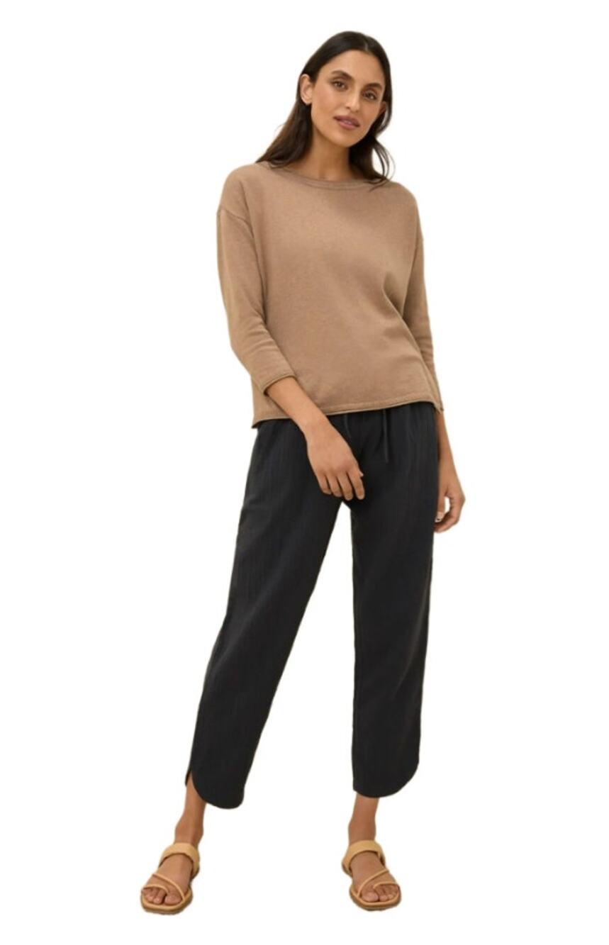 PACT Coastal Black Organic Cotton Double Gauze Tapered Pants Size XL EUC